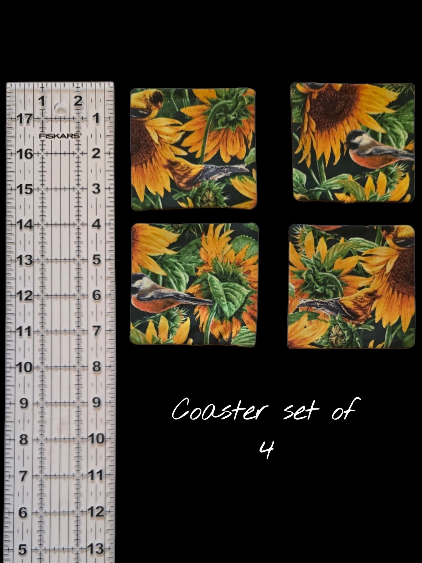 Sunflower and Bird Coaster Set