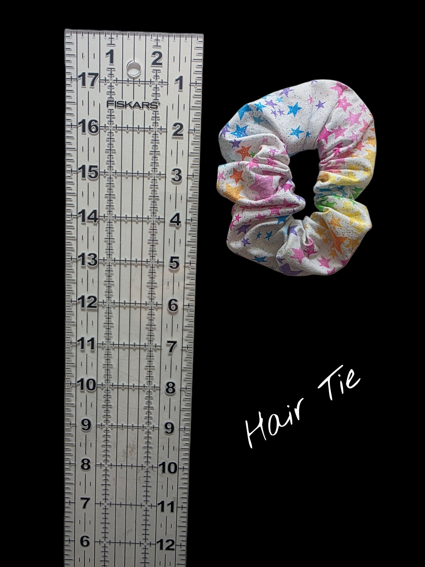 White Rainbow Stars Hair Tie